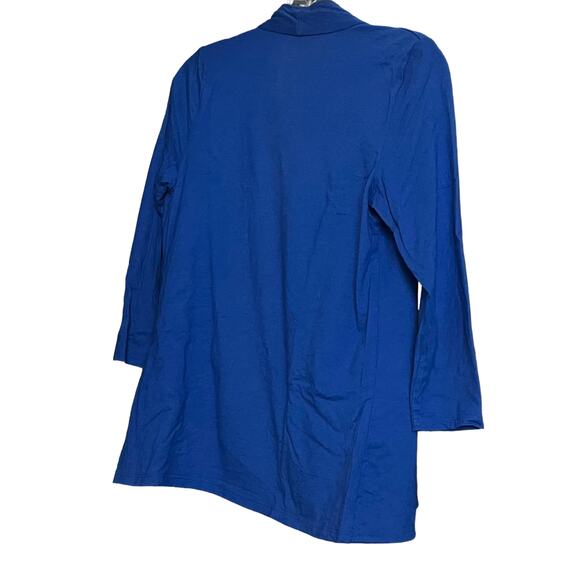 CHARTER CLUB OPEN FRONT LONG SLEEVE JACKET, WOMENS, P/S, BLUE, DRAPED , COTTON - Picture 4 of 8